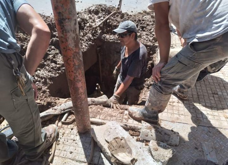 Los trabajos se focalizan en la zona de Buenos Aires y 9 de Julio, a metros del Palacio Municipal.