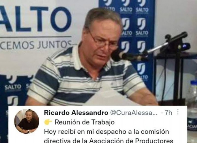 "Estuvimos dialogando sobre diferentes temas de la actualidad agropecuaria de nuestra ciudad", escribió Alessandro.