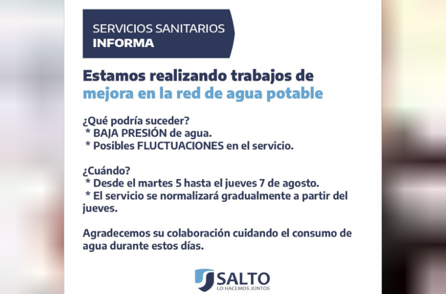 Desde la comuna solicitaron a los vecinos cuidar el consumo de agua durante la ejecución de las tareas. 