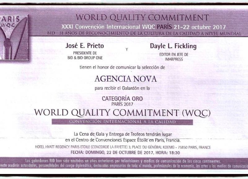 Se trata del Premio World Quality Commitment, categoría Oro.
