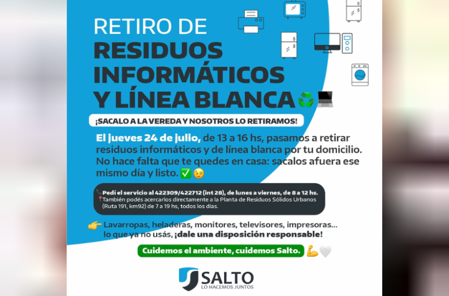 El servicio se realizará el jueves 24 de julio, en el horario de 13 a 16.