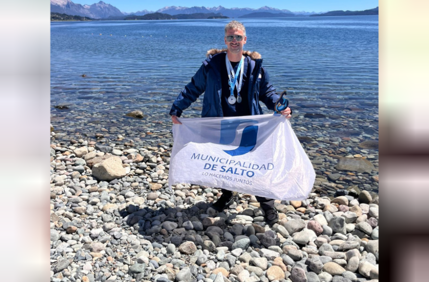 Lucas Monacci cruzó el Nahuel Huapi en honor a los héroes de Malvinas