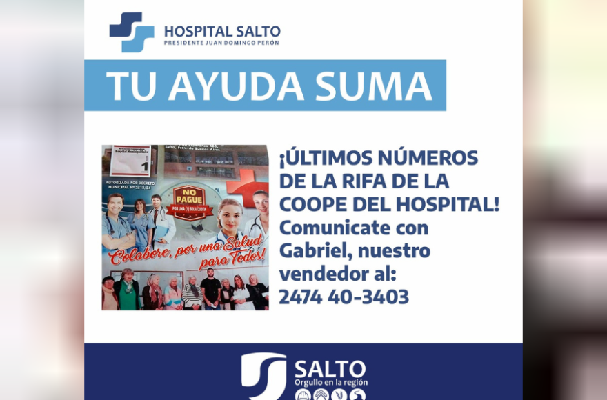 Últimos números de la rifa de la Cooperadora del Hospital.