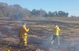 Incendio de pastizales en la bajada de acceso a Berdier