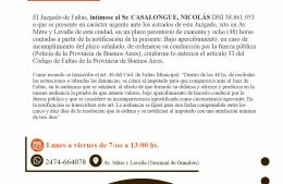 Intimación del Juzgado de Faltas