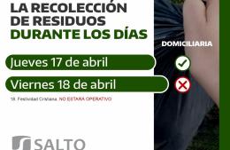 Cronograma de recolección durante el fin de semana largo
