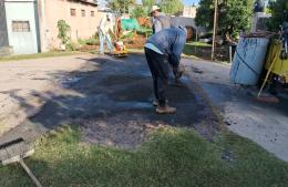 Trabajos de bacheo post-lluvia