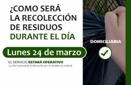 Recolección de residuos: el servicio funcionará con normalidad el 24 de marzo