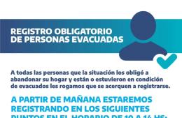 Registro obligatorio de personas evacuadas