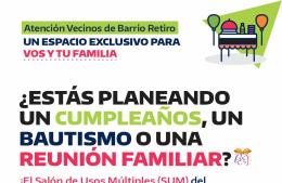 El SUM del Club Barrio Retiro, a disposición de los vecinos