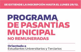 Extendieron el plazo de inscripción para las pasantías municipales