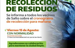 Cronograma de recolección de residuos