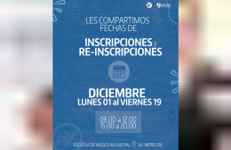 Anunciaron la apertura de inscripciones y reinscripciones para la Escuela de Música Municipal